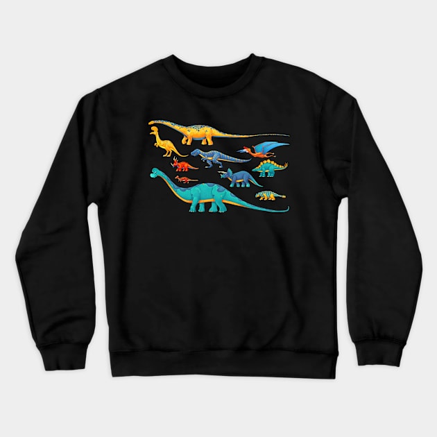 Dinosaur Sticker Collection - To Scale! Crewneck Sweatshirt by Rowena Aitken